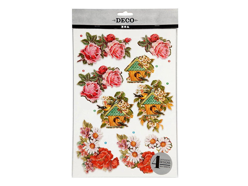 Creativ Company - 3D Sheets Flowers and Birds - 4 Sheets