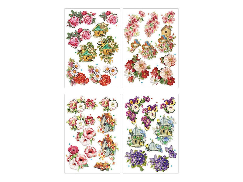 Creativ Company - 3D Sheets Flowers and Birds - 4 Sheets