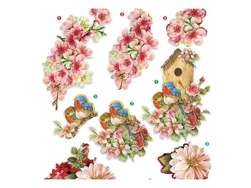 Creativ Company - 3D Sheets Flowers and Birds - 4 Sheets
