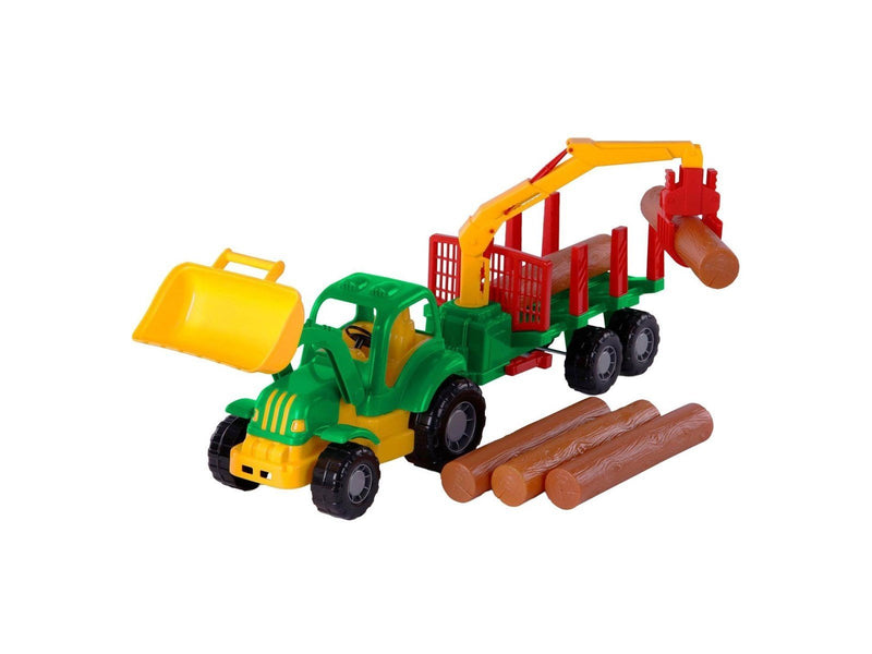 Cavallino Toys - Tractor with Trailer and Wood 61cm