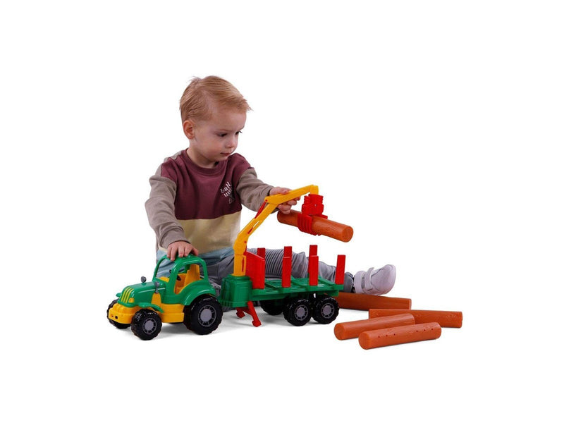 Cavallino Toys - Tractor with Trailer and Wood 61cm