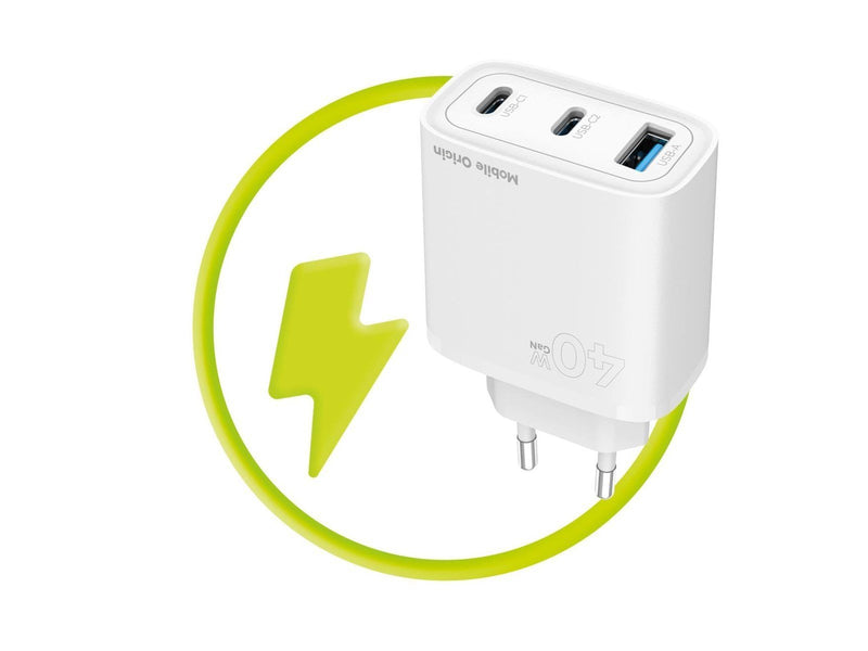 Mobile Origin GaN 40W Wall Charger MO13 1 USB-A + 2 USB-C