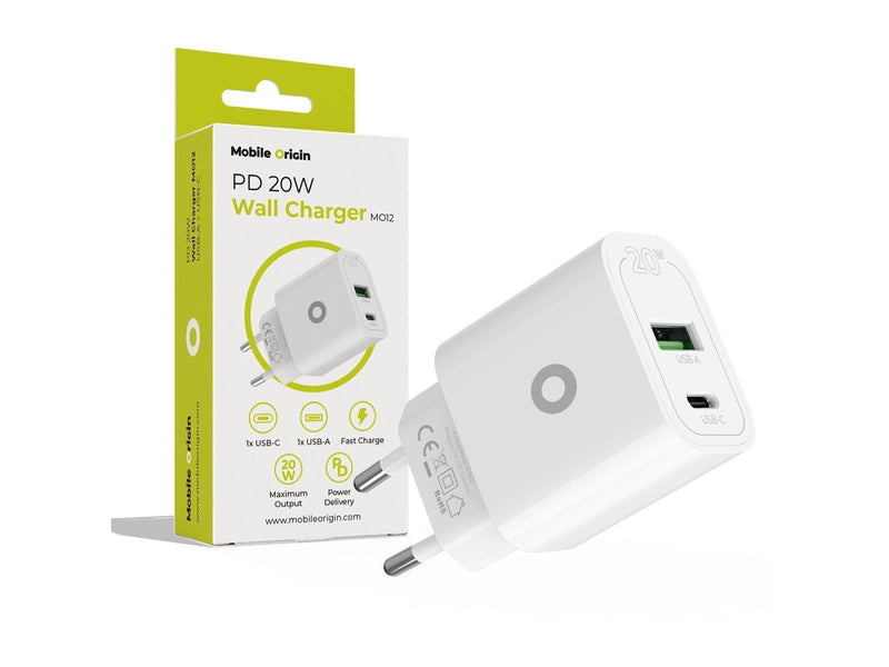 Mobile Origin PD20W Wall Charger MO12 1 USB-A + 1 USB-C