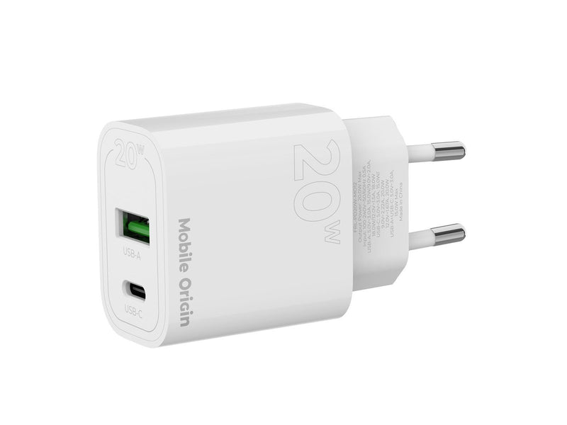 Mobile Origin PD20W Wall Charger MO12 1 USB-A + 1 USB-C