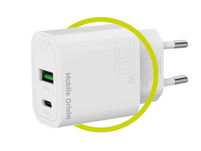 Mobile Origin PD20W Wall Charger MO12 1 USB-A + 1 USB-C