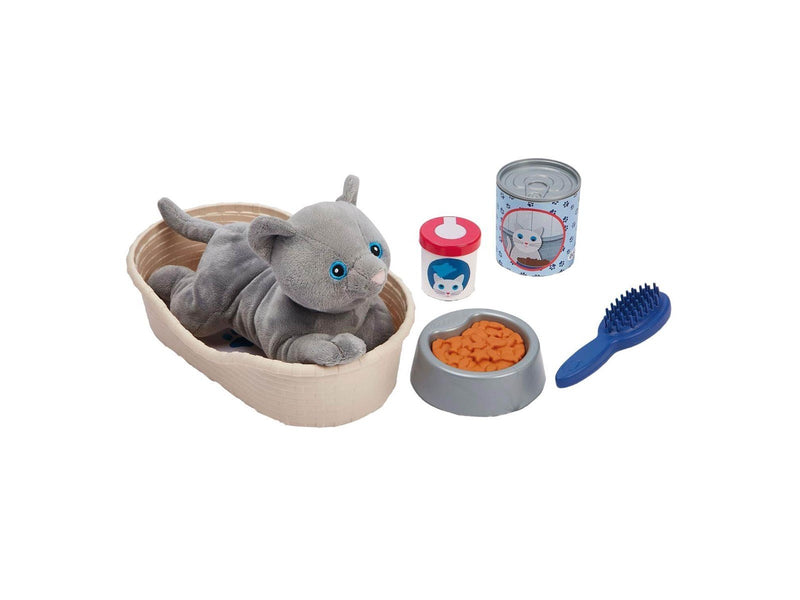 Ecoiffier - Cuddly Toy Cat with Cat Basket Playset 9 pcs.
