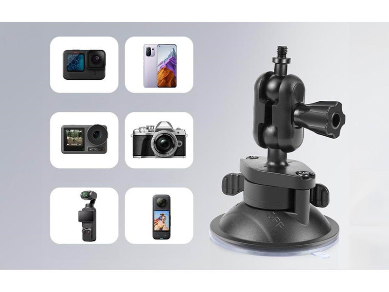 Puluz 1/4 inch Magic Arm Suction Cup Mount - Black