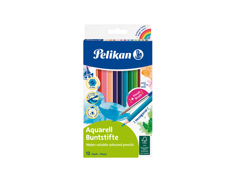 Pelikan Aquarell-Buntstifte Set inkl. Haarpinsel, 12 Farben