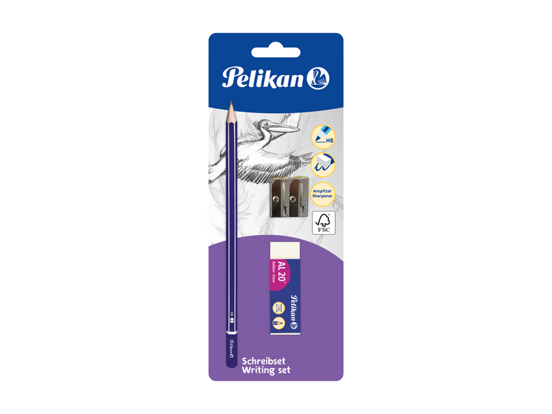 Pelikan Schulset Bleistift, Radierer und Anspitzer auf Blisterkarte