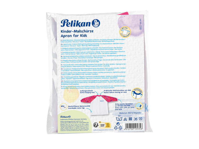 Pelikan Malschürze mit Klettverschluss und Aufhängerschlaufe, Rot