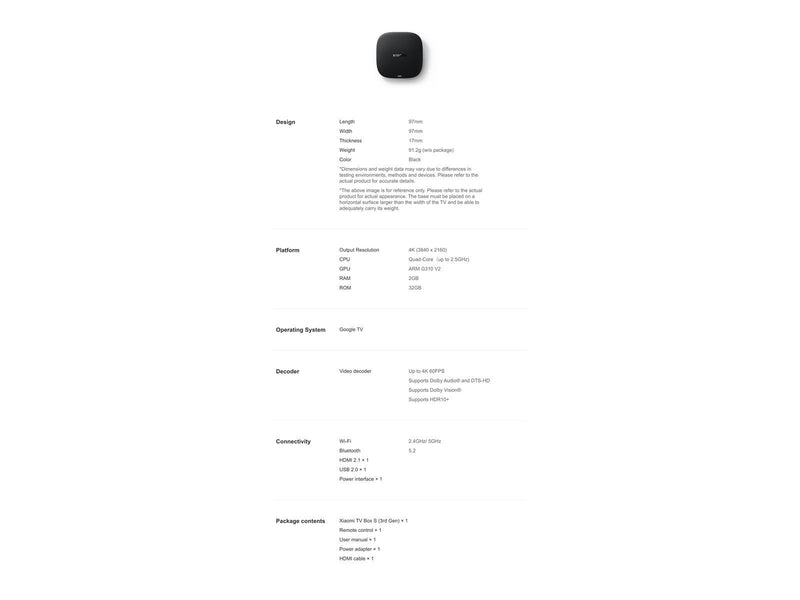 Xiaomi TV Box S (3rd Gen)