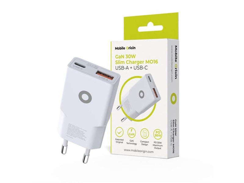 Mobile Origin GaN 30W Slim Charger MO16 - USB-A + USB-C
