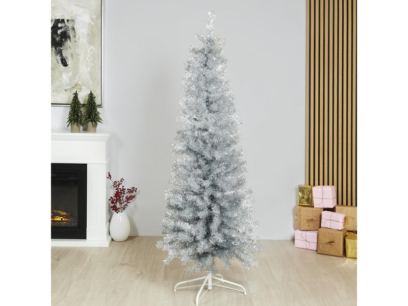 NORDIC WINTER Christmas tree artificial PVC - 180 x 68 cm - "BLING" Class C - Silver