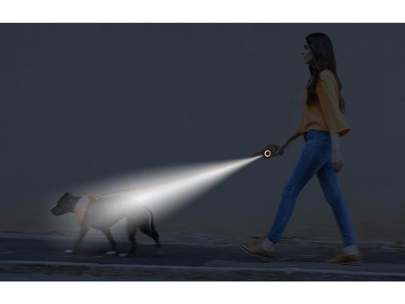Rojeco Dog Automatic Leash LED 5m - White and Orange