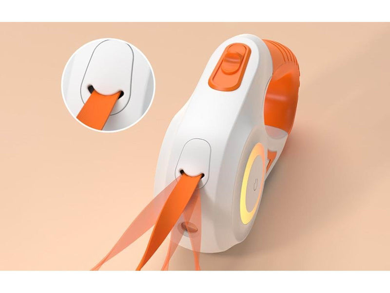 Rojeco Dog Automatic Leash LED 5m - White and Orange