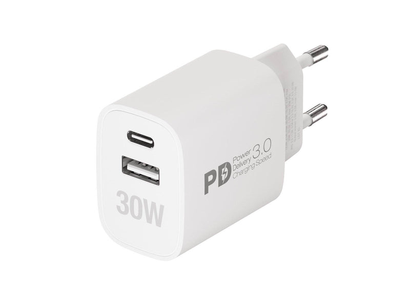 Vivanco Fast GaN 30W 1xUSB-C PD/ USB-A Home Charger White
