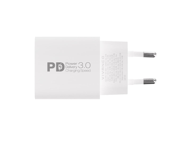 Vivanco Fast GaN 30W 1xUSB-C PD/ USB-A Home Charger White