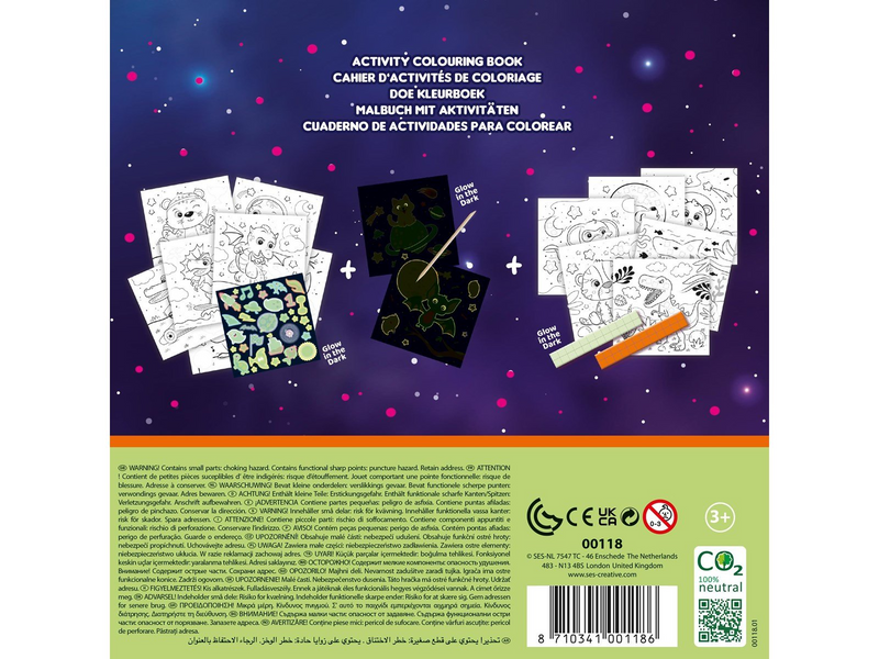 SES Creative Activity Colouring Book - Glow in the Dark 3-in-1
