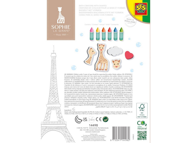 SES Creative Sophie La Girafe Bath Chalk with Shapes