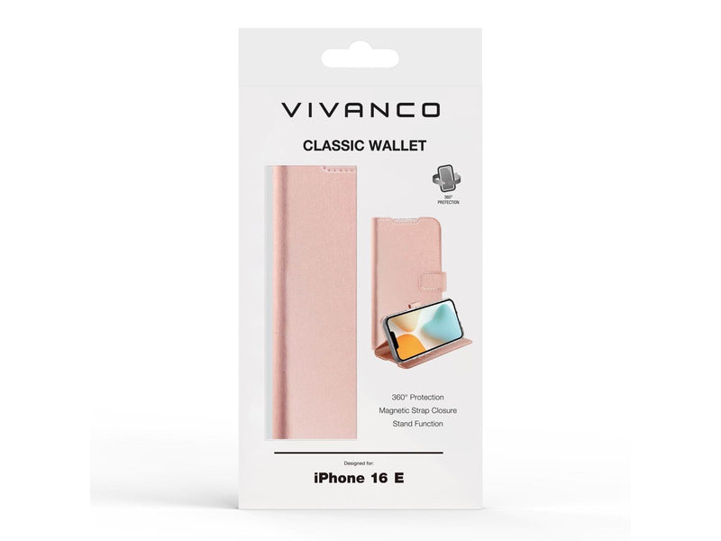 Vivanco Classic Wallet Apple iPhone 16e Rose Gold