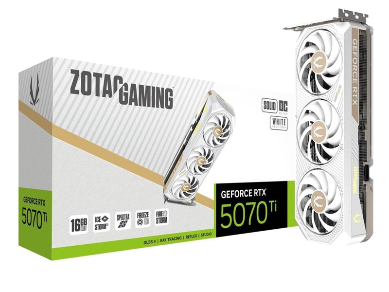 ZOTAC GeForce RTX 5070 Ti Solid Core OC White - 16GB GDDR7 RAM - Grafikkarte