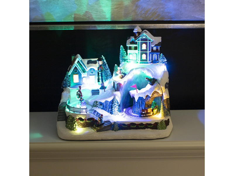 NORDIC WINTER Christmas town "Mountain Town" w/lights & music
