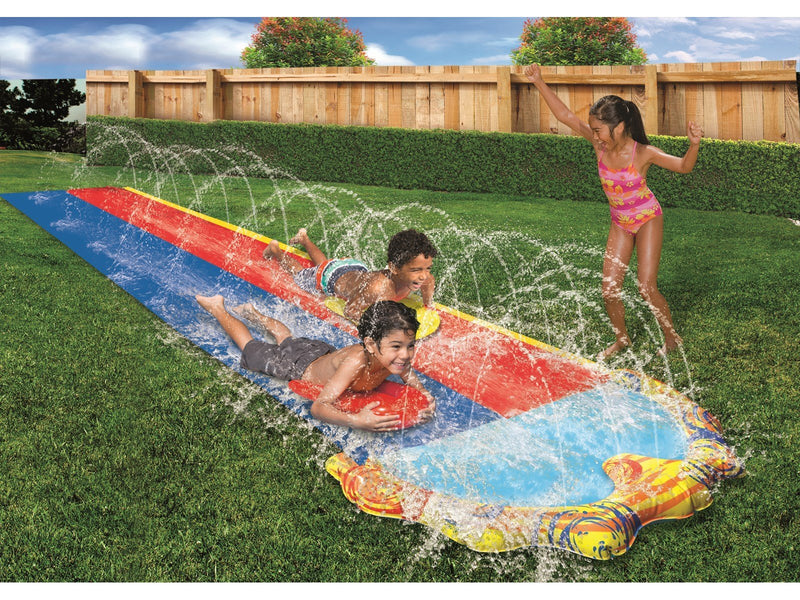 Happy Summer Double Water Slide w/ boards