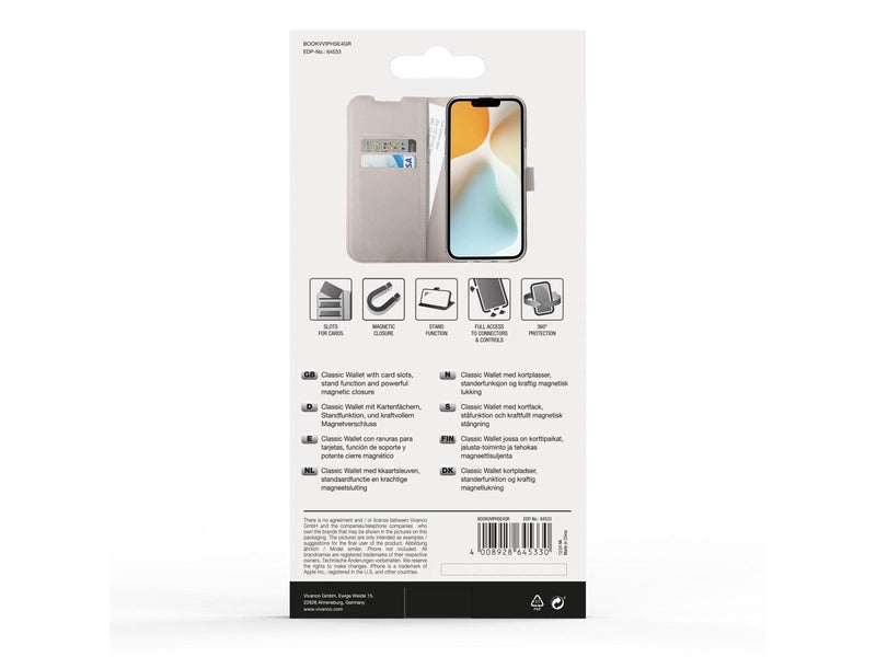 Vivanco Classic Wallet Apple iPhone 16e Grey