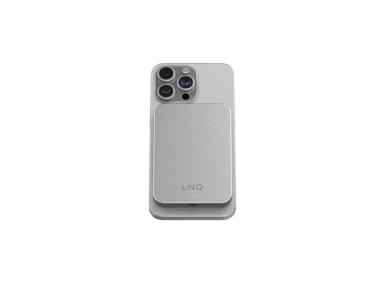 LINQ Magnetic Wireless Power Bank 15W/5.000mAh Silver Powerbank (Akku) - silber - 5000 mAh