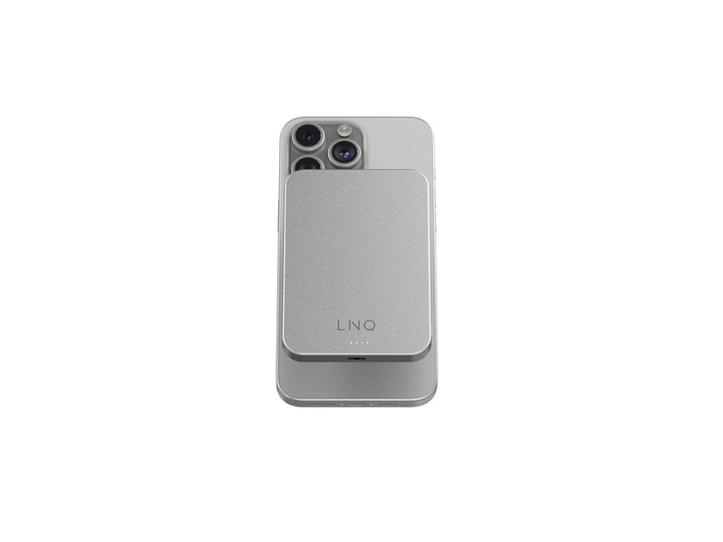LINQ Magnetic Wireless Power Bank 15W/5.000mAh Silver Powerbank (Akku) - silber - 5000 mAh