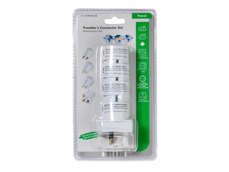 Vivanco Travel adapter Set EURO/USA - World White