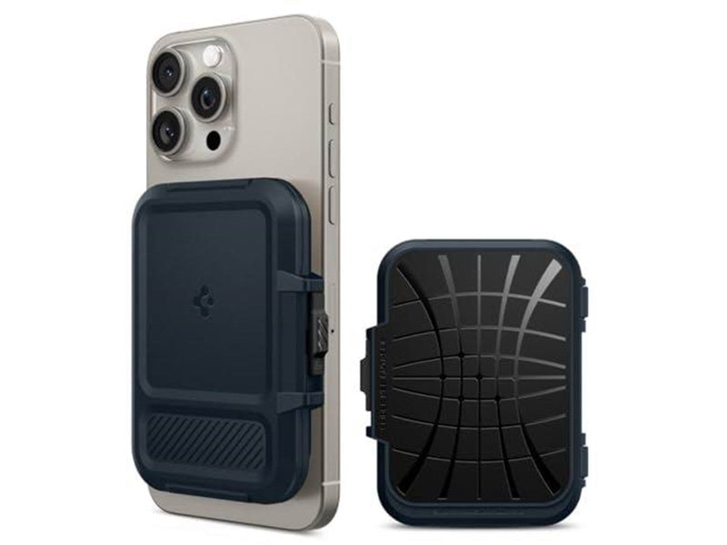 Spigen iPhone Lock Fit MagSafe Wallet metal slate