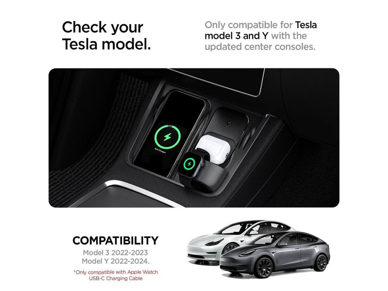 Spigen Tesla 3 in 1 Wireless Charging Hub Mount black - Tesla Model Y/3