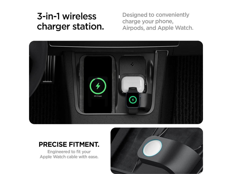 Spigen Tesla 3 in 1 Wireless Charging Hub Mount black - Tesla Model Y/3