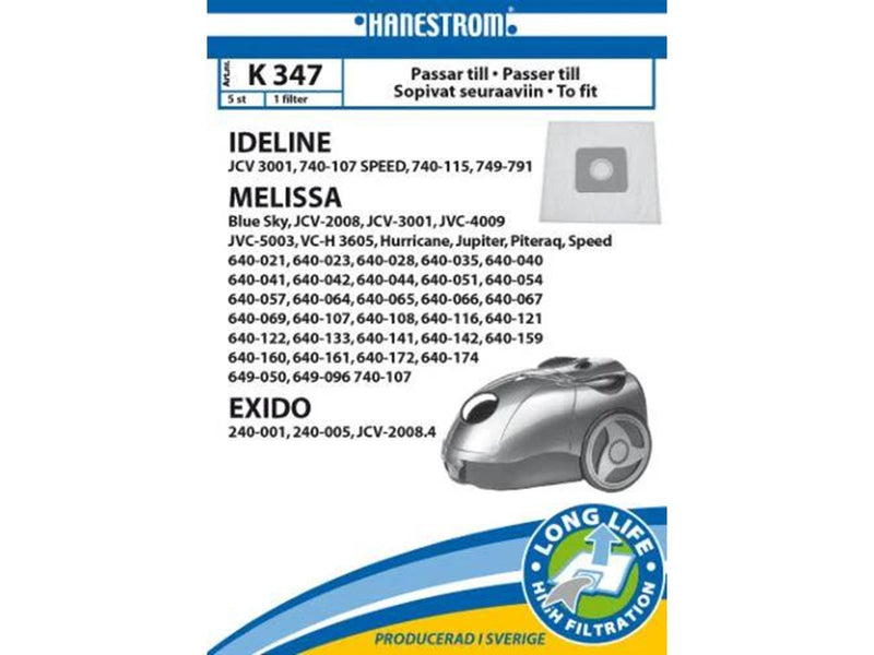 hanestroem Vacuum Cleaner Bags K347 - 5 pcs