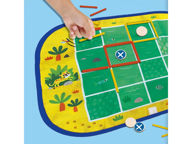 SES Creative Wrap & Go - 3 Travel Games - 3-in-1 - Four in a Row - Dots and Boxes - Pack Croco