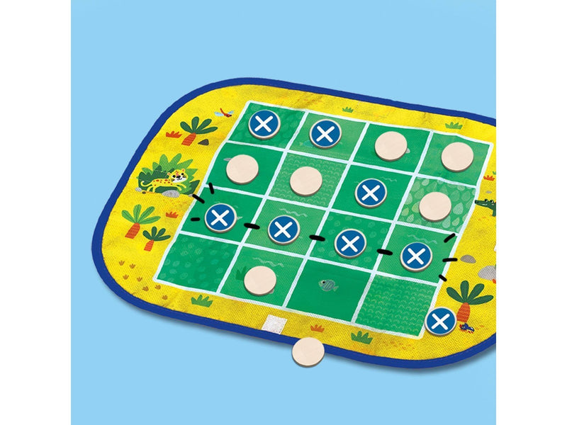 SES Creative Wrap & Go - 3 Travel Games - 3-in-1 - Four in a Row - Dots and Boxes - Pack Croco