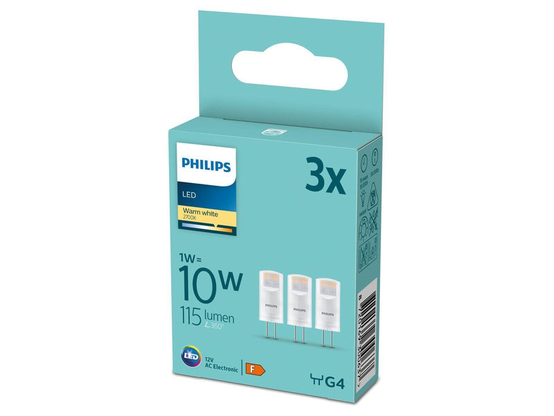 Philips LED-Lampe Spot 1W/827 (10W) 3-pack G4