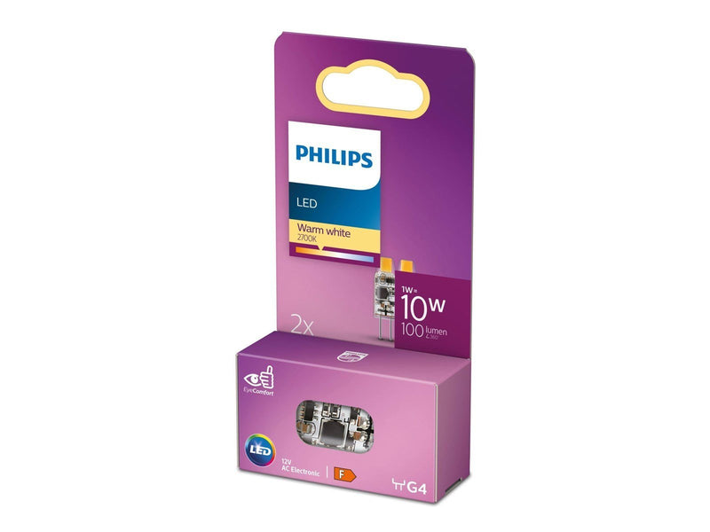 Philips LED-Lampe Spot 1W/827 (10W) 2-pack G4