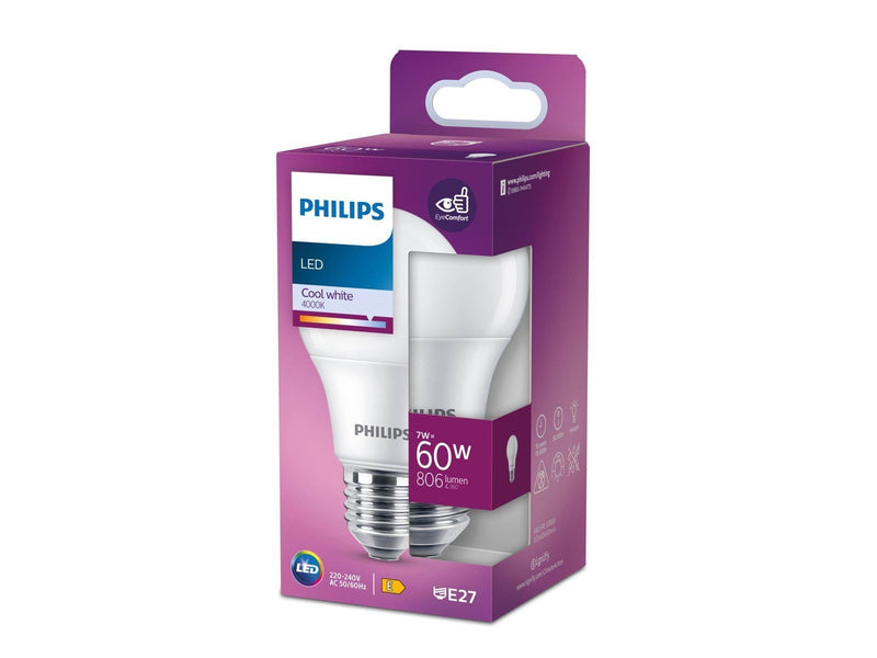 Philips LED-Lampe A60 Standard 7W/840 (60W) matt E27
