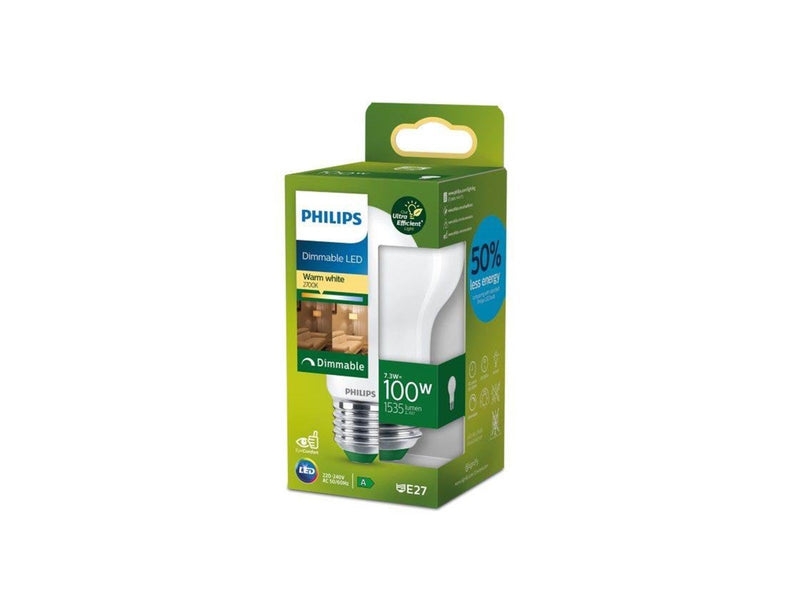 Philips LED-Lampe A60 Standard 7.3W/827 (100W) matt dimmable E27