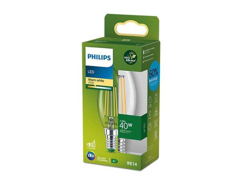 Philips LED-Lampe B35 Candle 2.3W827 (40W) clear E14