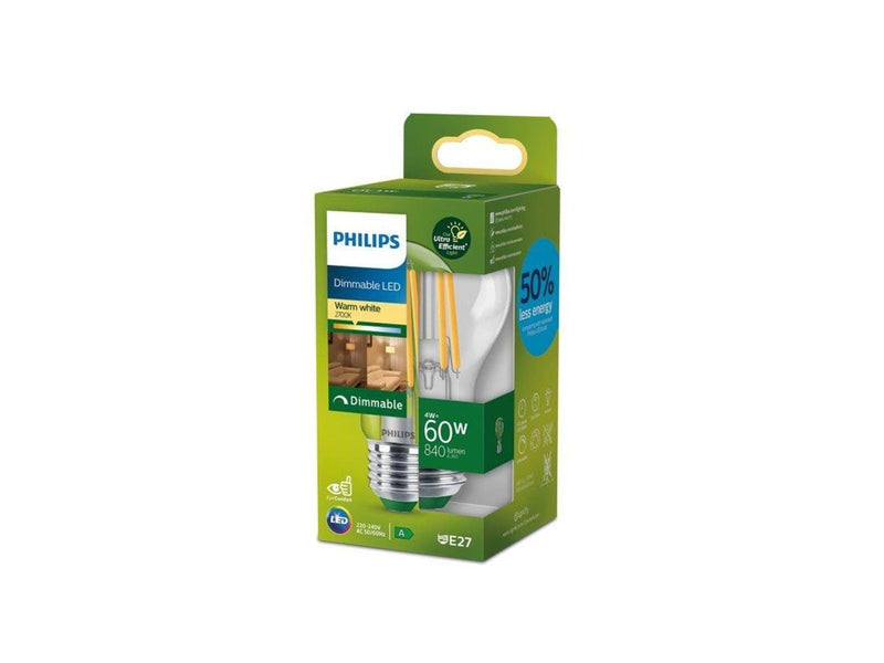 Philips LED-Lampe A60 Standard 4W/827 (60W) clear dimmable E27