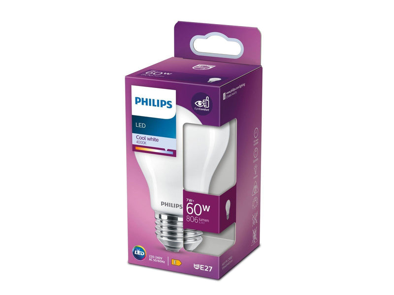 Philips LED-Lampe A60 Standard 7W/840 (60W) matte E27