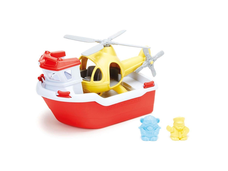 Green Toys Rescue Boat with Helicopter