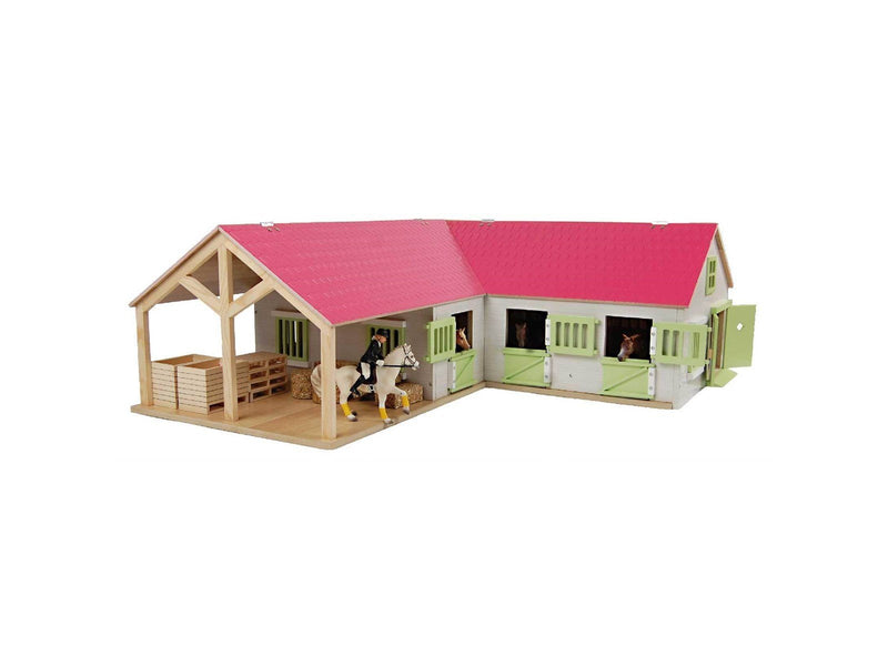 Kids Globe - Horse Corner Stable with 3 Boxes and Storage Pink 1:24