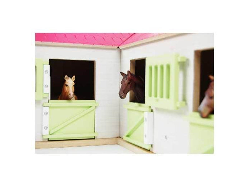 Kids Globe - Horse Corner Stable with 3 Boxes and Storage Pink 1:24