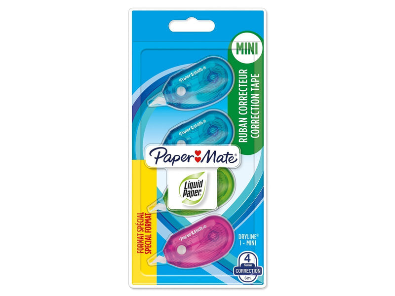 Paper Mate DryLine i-Mini Correction Tape | Assorted Colours | 4 Count