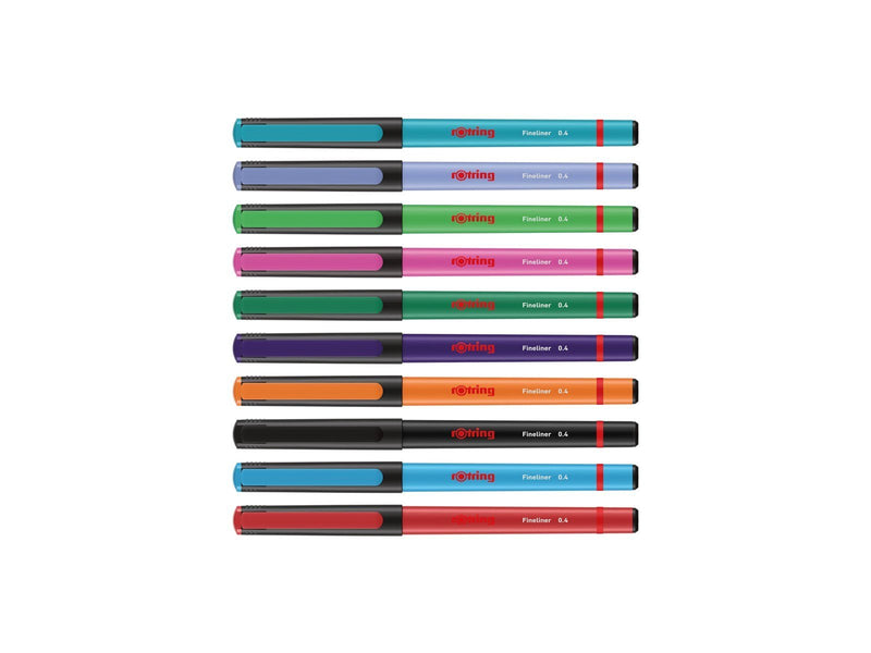 Rotring rOtring Liner Fineliner Pens | 0.4 mm | Colouring Pens for Writing & Drawing | Assorted Colours | 10 Count