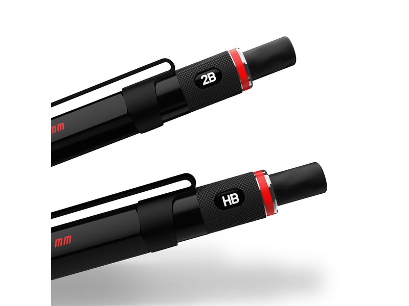 Rotring 500 Mechanical Pencil | 0.7 mm HB lead | Black hexagonal plastic barrel and non-slip textured metal grip
